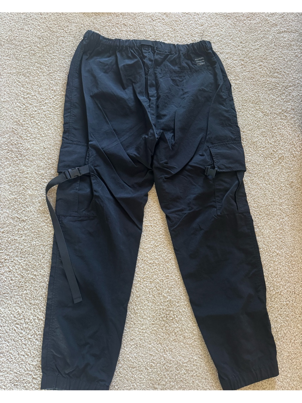 PacSun Black Cargo Jogger Trousers with Side Strap Detail